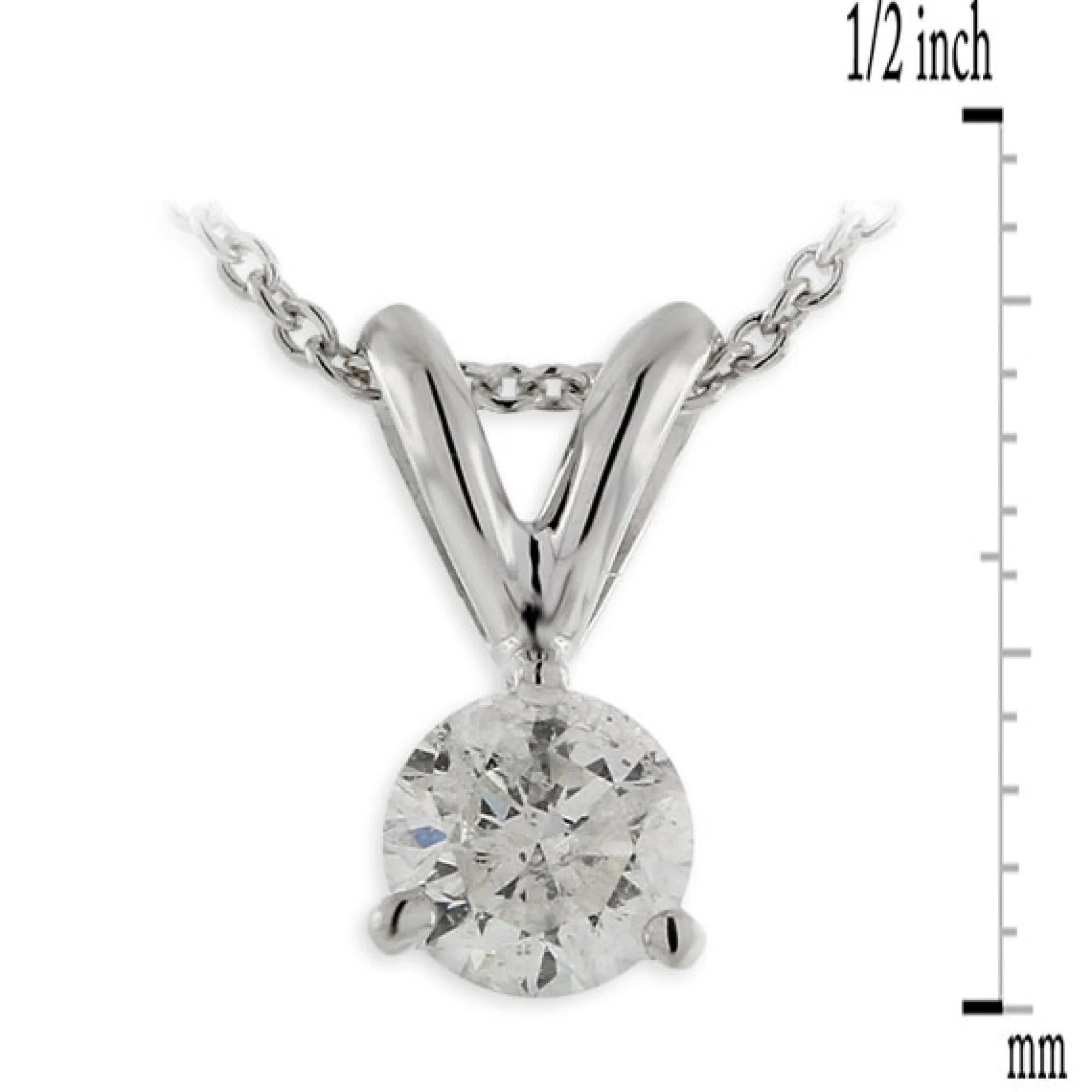 Classic Round Diamond Pendant, ⅓ Carat Total Weight, 14K White Gold Best