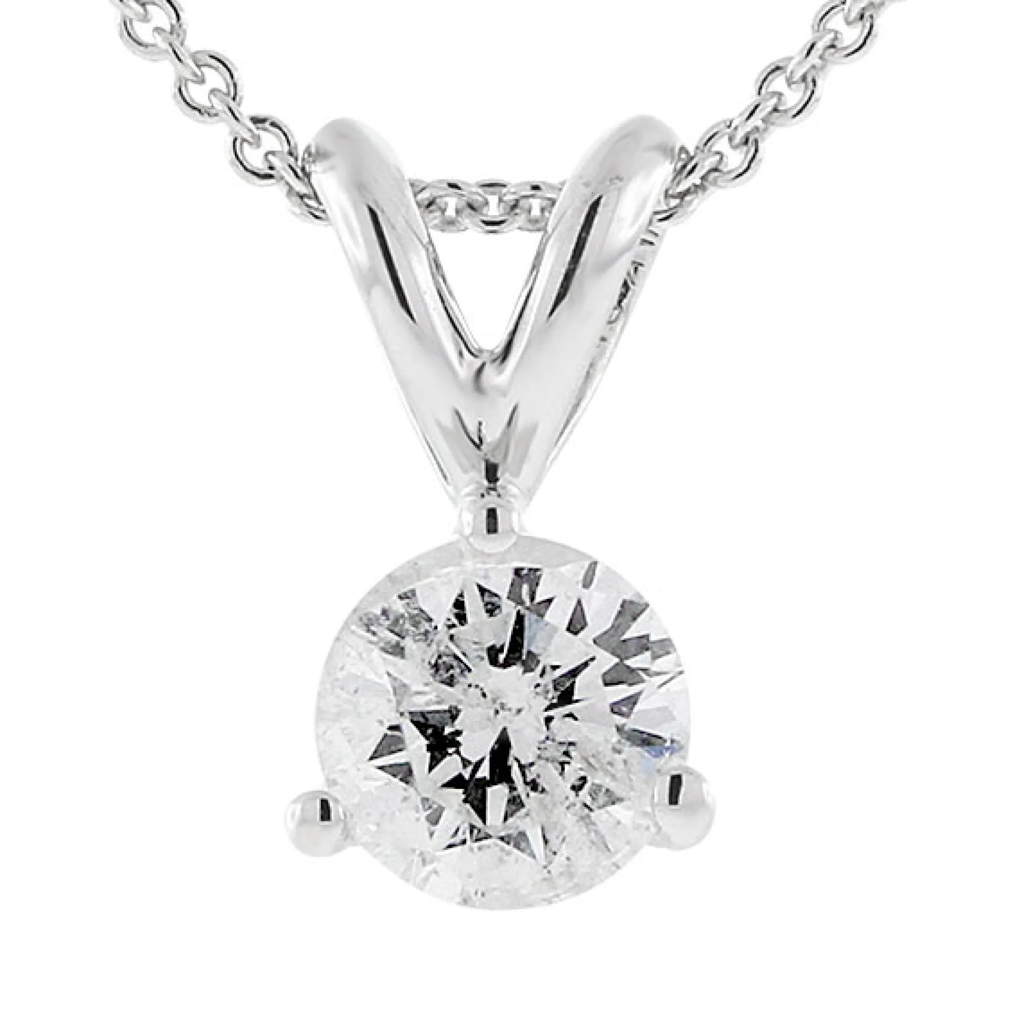 Classic Round Diamond Pendant, ½ Carat Total Weight, 14K White Gold Online