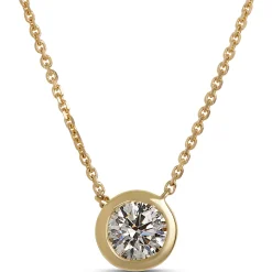Classic Round Diamond Pendant, ½ Carat, 18K Yellow Gold Best