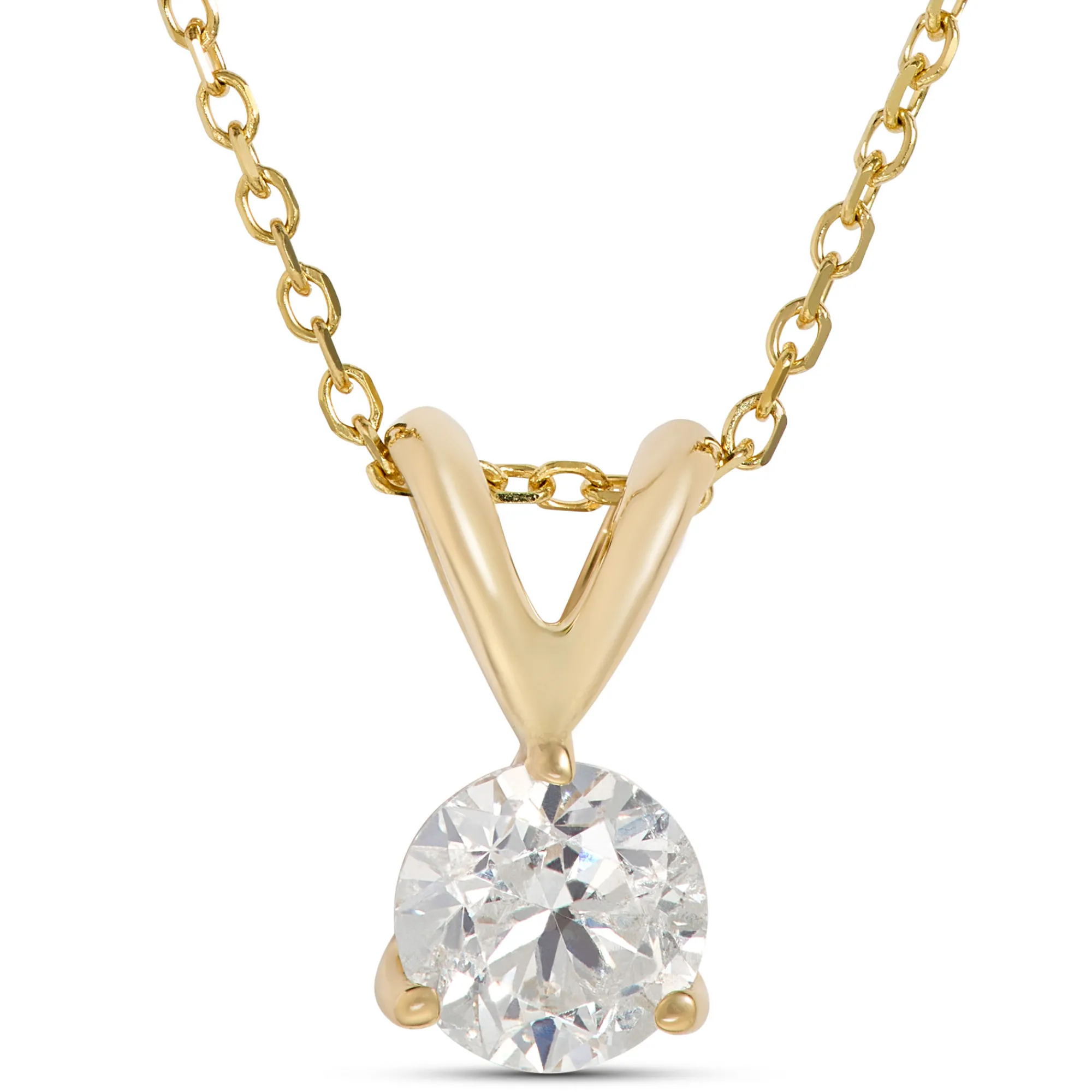 Classic Round Diamond Pendant, ½ Carat Total Weight, 14K Yellow Gold Online