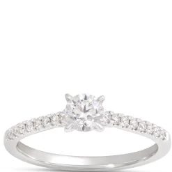 Classic Round Diamond Ring, ½ Carat Total Weight, 14K White Gold New
