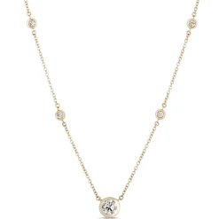 Classic Round Diamond Station Necklace, ½ Carat Total Weight, 14K Yellow Gold Best