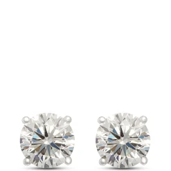 Classic Round Diamond Studs, 3 Total Carat Weight, 14K White Gold Best