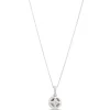 Classic Round Sapphire Diamond Halo Necklace, 1/10 Total Carat Weight, 14K White Gold Online