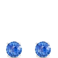 Classic Round Sapphire Studs, 14K White Gold Online