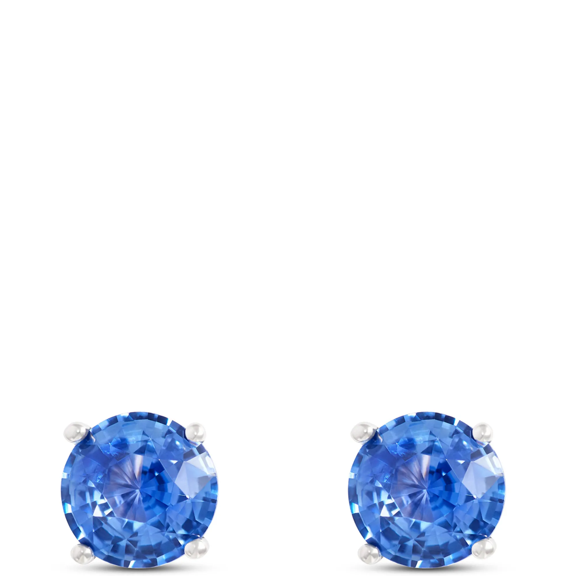 Classic Round Sapphire Studs, 14K White Gold Online