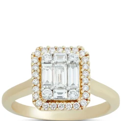 Cluster Diamond Bridal Ring, 14K Yellow Gold Hot