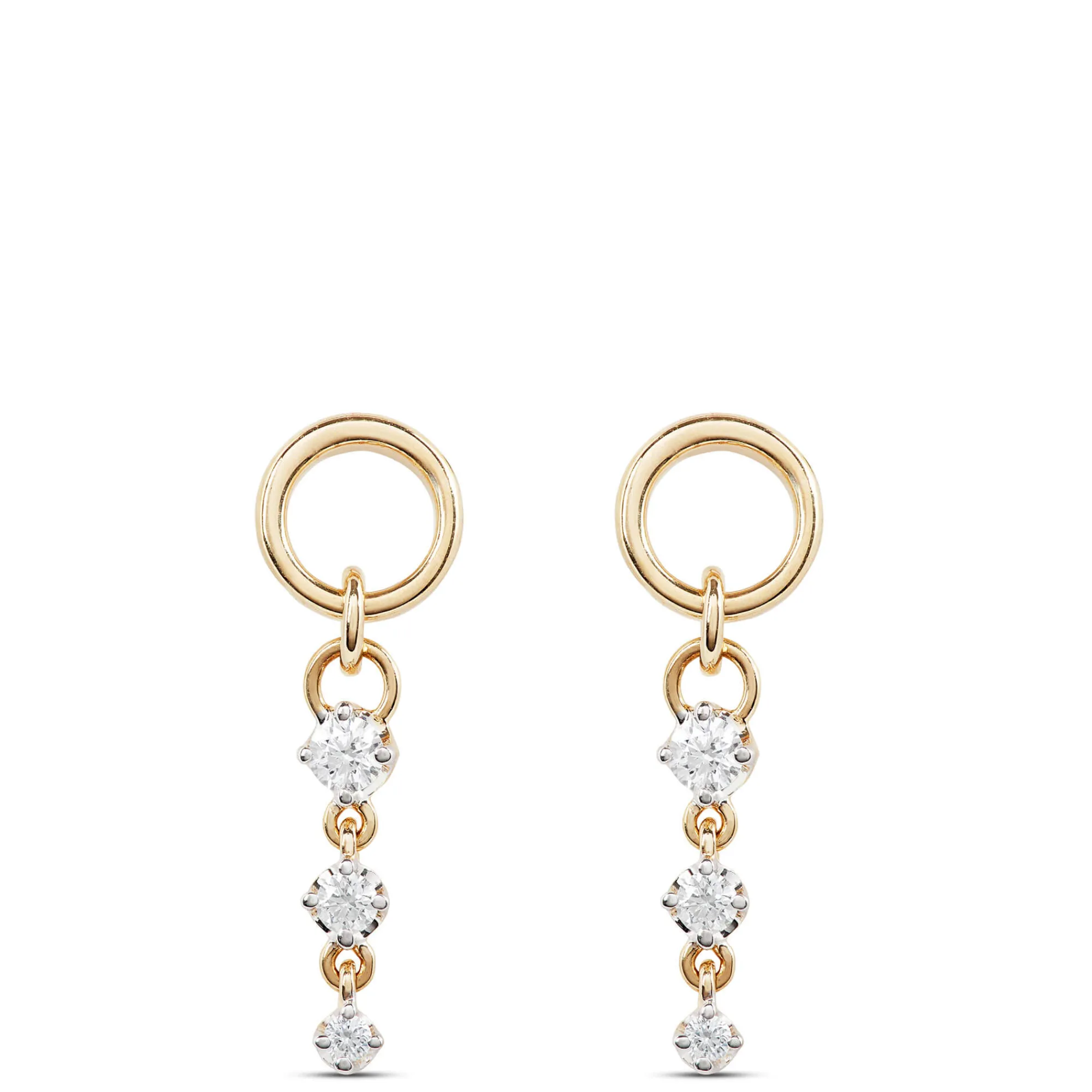Cluster Diamond Dangle Earrings, 14K Mixed Gold Clearance