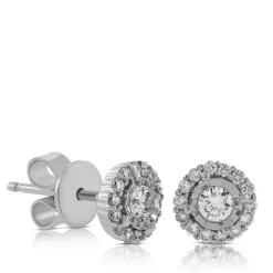 Cluster Diamond Halo Studs, ¼ Carat Total Weight, 14K White Gold Sale