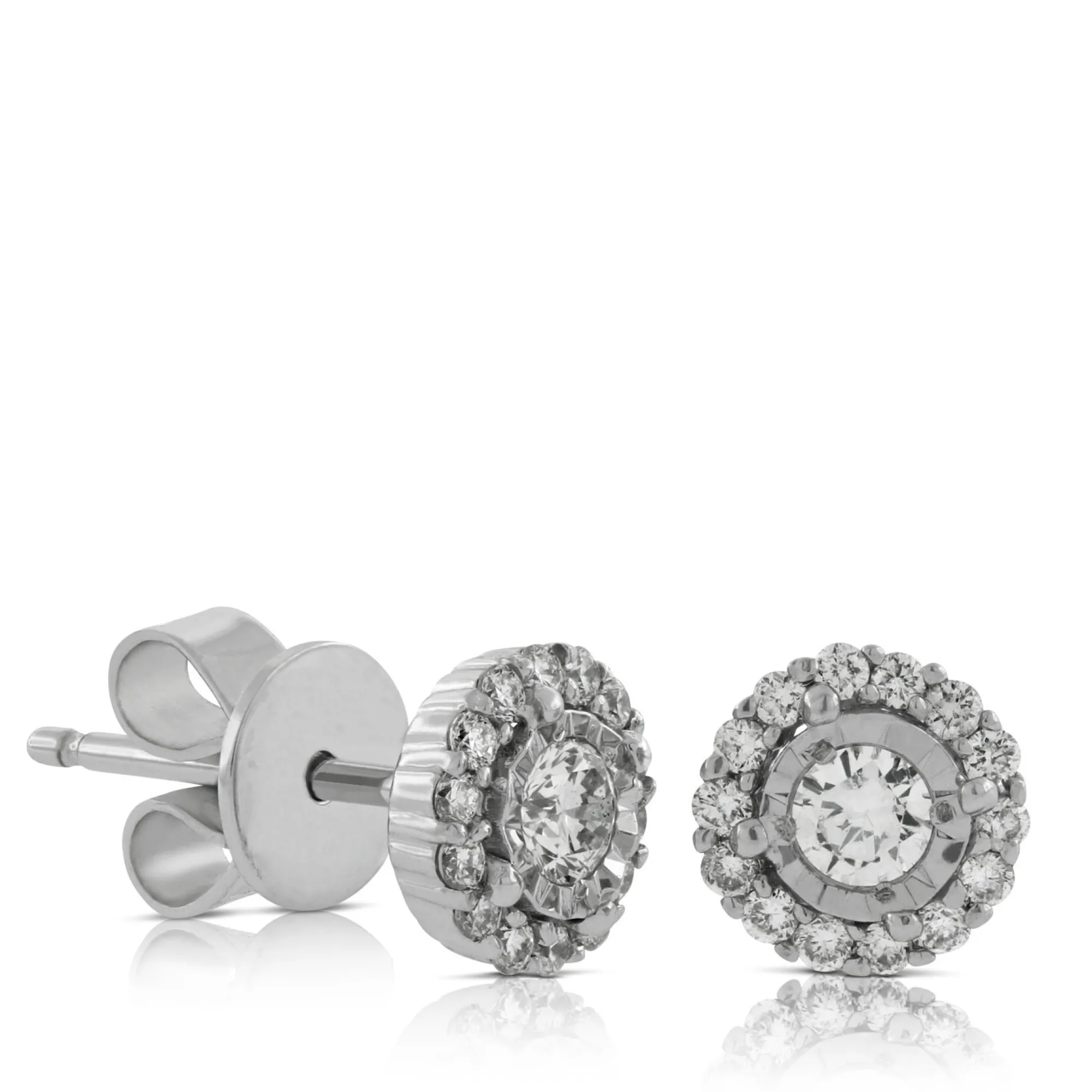Cluster Diamond Halo Studs, ¼ Carat Total Weight, 14K White Gold Sale