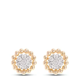 Cluster Diamond Studs, 1/10 Total Carat Weight, 14K Yellow Gold Online