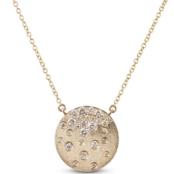 Confetti Cluster Diamond Gold Pendant, 14K Yellow Gold New