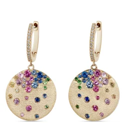 Confetti Colorful Gemstone Earrings, 14K Yellow Gold Sale