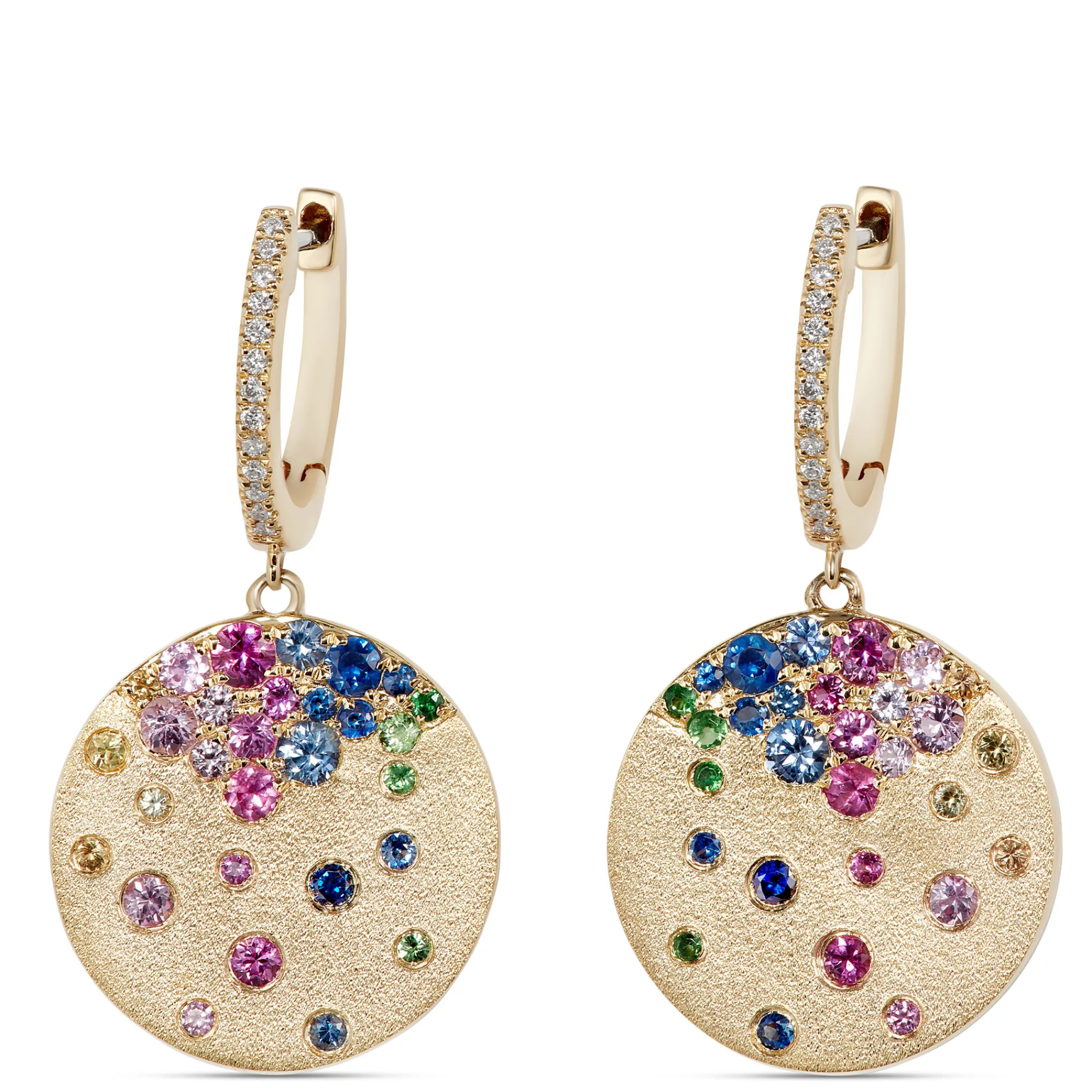 Confetti Colorful Gemstone Earrings, 14K Yellow Gold Sale