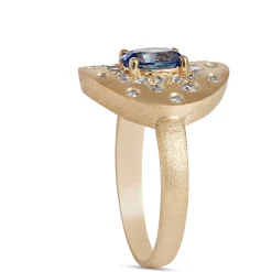 Confetti Oval Sapphire Ring, 14K Yellow Gold Discount