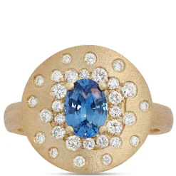 Confetti Oval Sapphire Ring, 14K Yellow Gold Discount