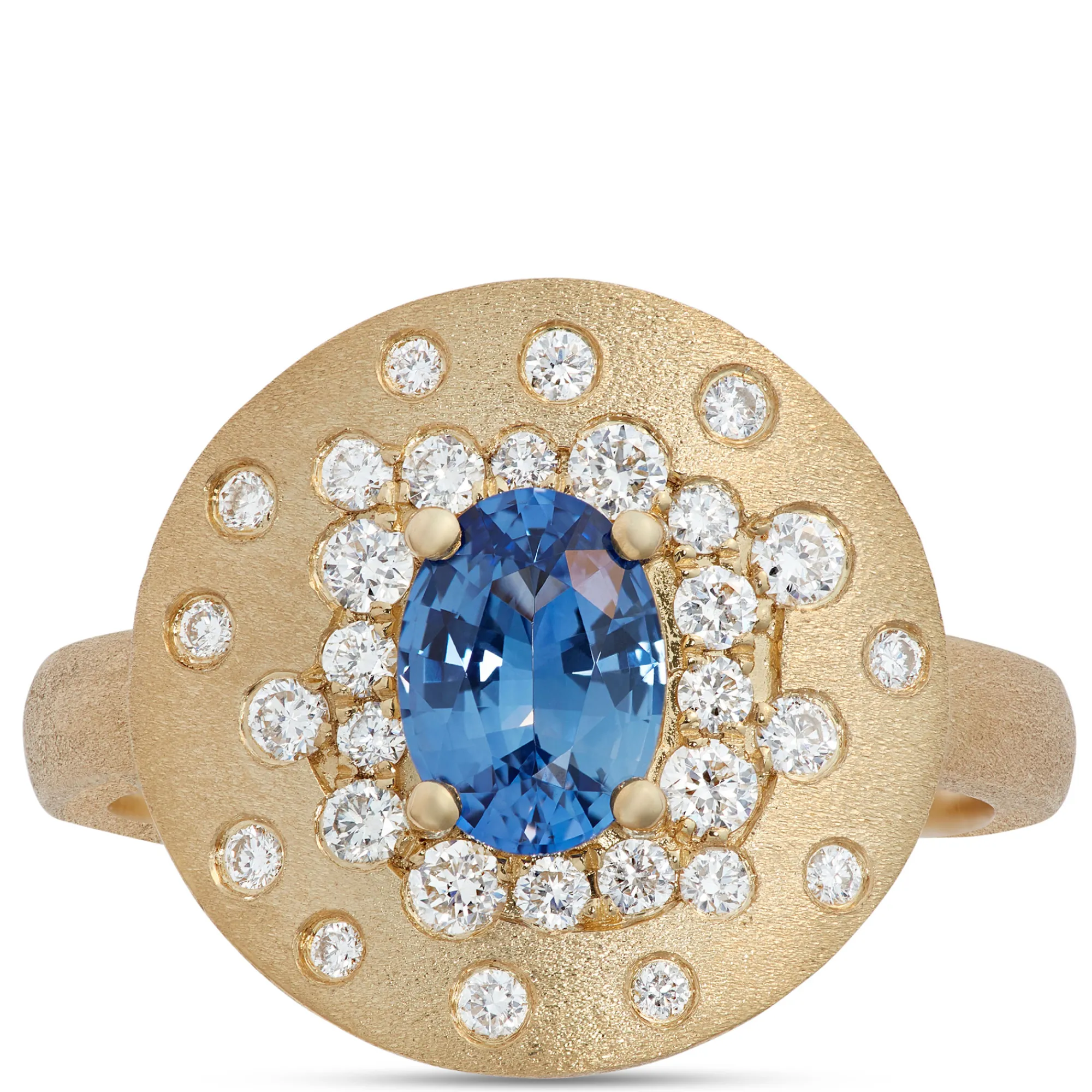 Confetti Oval Sapphire Ring, 14K Yellow Gold Discount