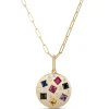 Confetti Rainbow Sapphire and Diamond Pendant, 14K Yellow Gold Clearance