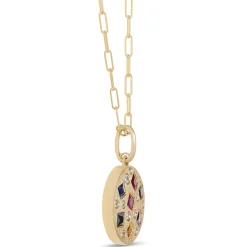 Confetti Rainbow Sapphire and Diamond Pendant, 14K Yellow Gold Clearance
