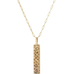 Confetti Rainbow Sapphire Pendant, 14K Yellow Gold Discount