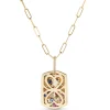 Confetti Sapphire and Tsavorite Dogtag Pendant, 14K Yellow Gold Clearance