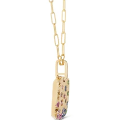 Confetti Sapphire and Tsavorite Dogtag Pendant, 14K Yellow Gold Clearance