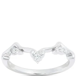 Contoured Band Diamond Ring, 14K White Gold Clearance