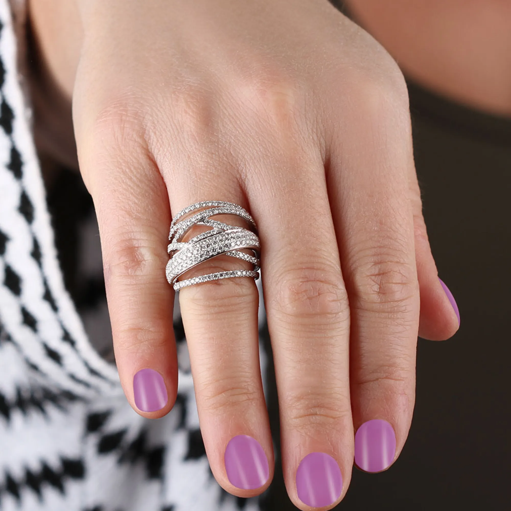 Criss Cross Diamond Statement Ring 14K Best