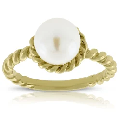 Cultured Freshwater Button Pearl Rope Ring 14K Online