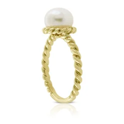 Cultured Freshwater Button Pearl Rope Ring 14K Online