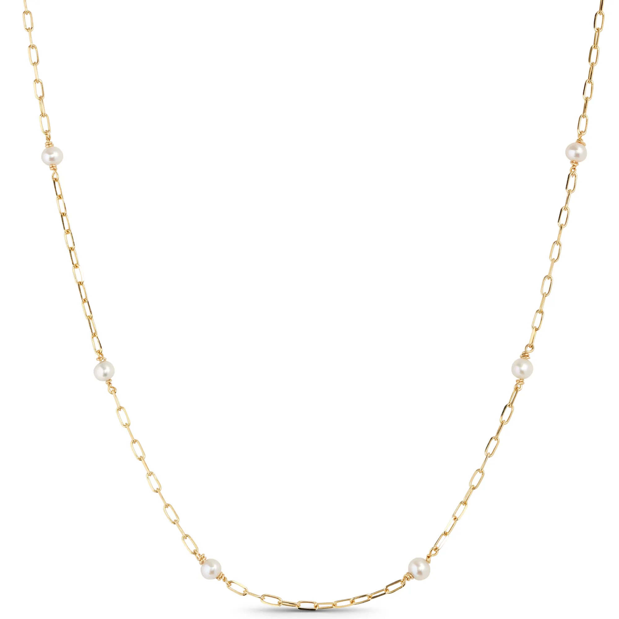 Cultured Freshwater Paperclip Pearl Necklace 14K, 18" Online