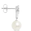 Cultured Freshwater Pearl and Diamond Dangle Earrings, 14K White Gold Best