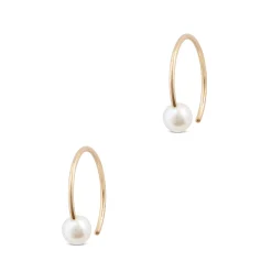 Cultured Freshwater Pearl Hoop Earrings, 14K Yellow Gold Discount