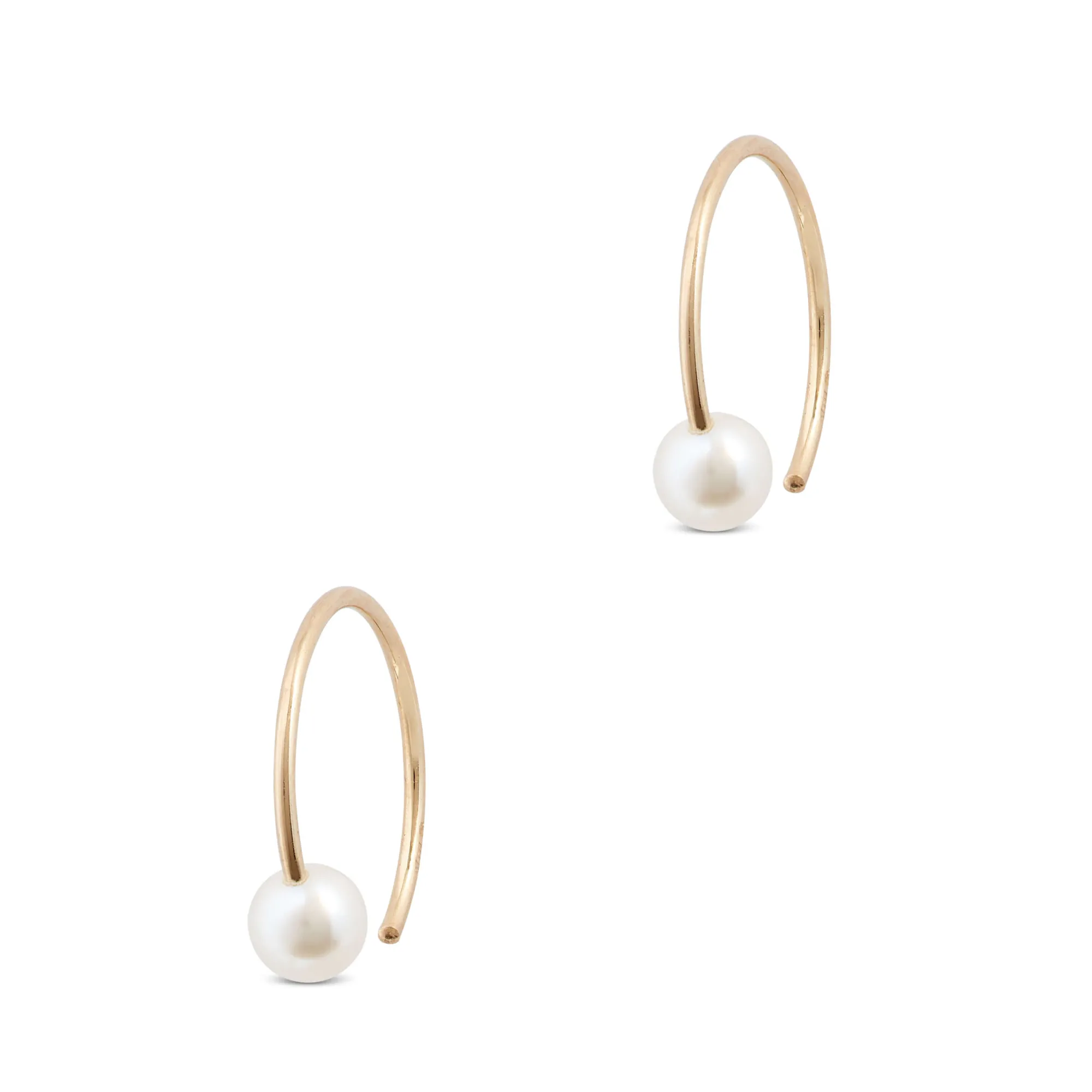 Cultured Freshwater Pearl Hoop Earrings, 14K Yellow Gold Discount