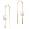 Cultured Freshwater Pearl Threader Earrings, 14K Yellow Gold Sale
