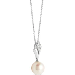 Cultured Pearl Pendant, 14K White Gold New