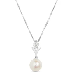 Cultured Pearl Pendant, 14K White Gold New