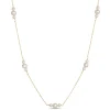 Cultured Pearl Station Necklace, 14K Yellow Gold Outlet