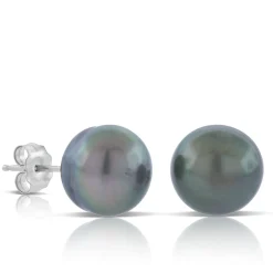 Cultured South Sea Tahitian Pearl Stud Earrings, 14K White Gold Hot