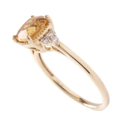 Cushion Citrine and Diamond Ring, 14K Yellow Gold Best