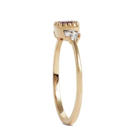 Cushion Cut Amethyst and Diamond Ring, 14K Yellow Gold Hot