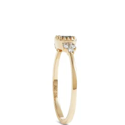 Cushion Cut Blue Topaz and Diamond Ring, 14K Yellow Gold Clearance