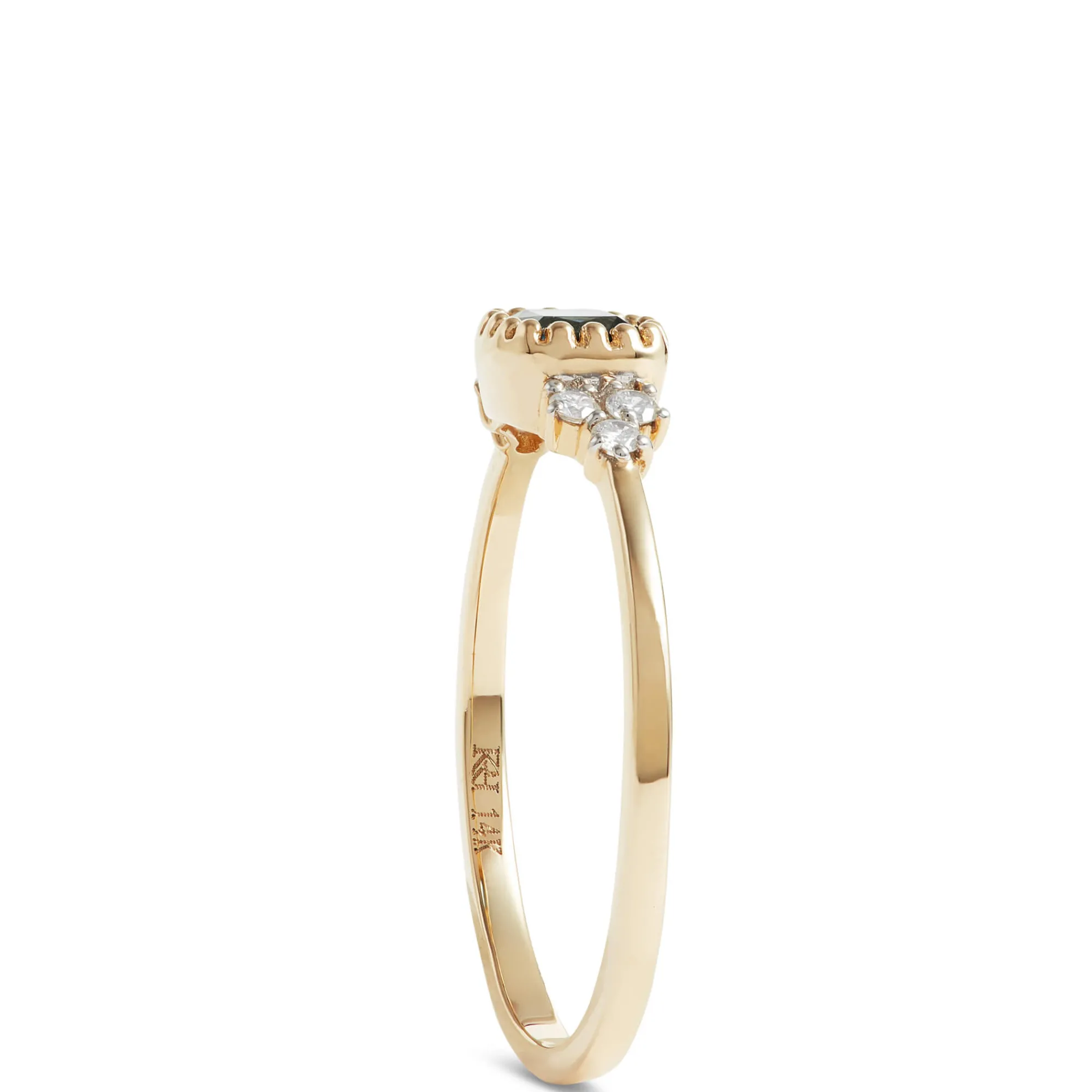 Cushion Cut Blue Topaz and Diamond Ring, 14K Yellow Gold Clearance