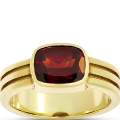 Cushion Cut Garnet Ring, 14K Yellow Gold Outlet