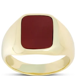Cushion Red Jasper Ring, 14K Yellow Gold Discount