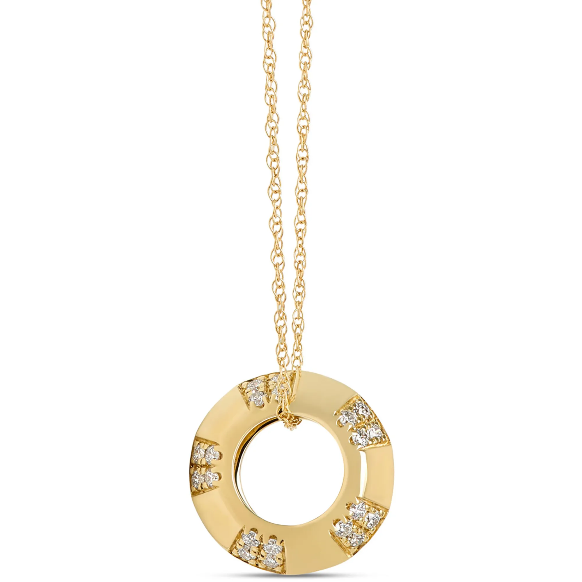Diamond Circle Pendant, 14k Yellow Gold Hot