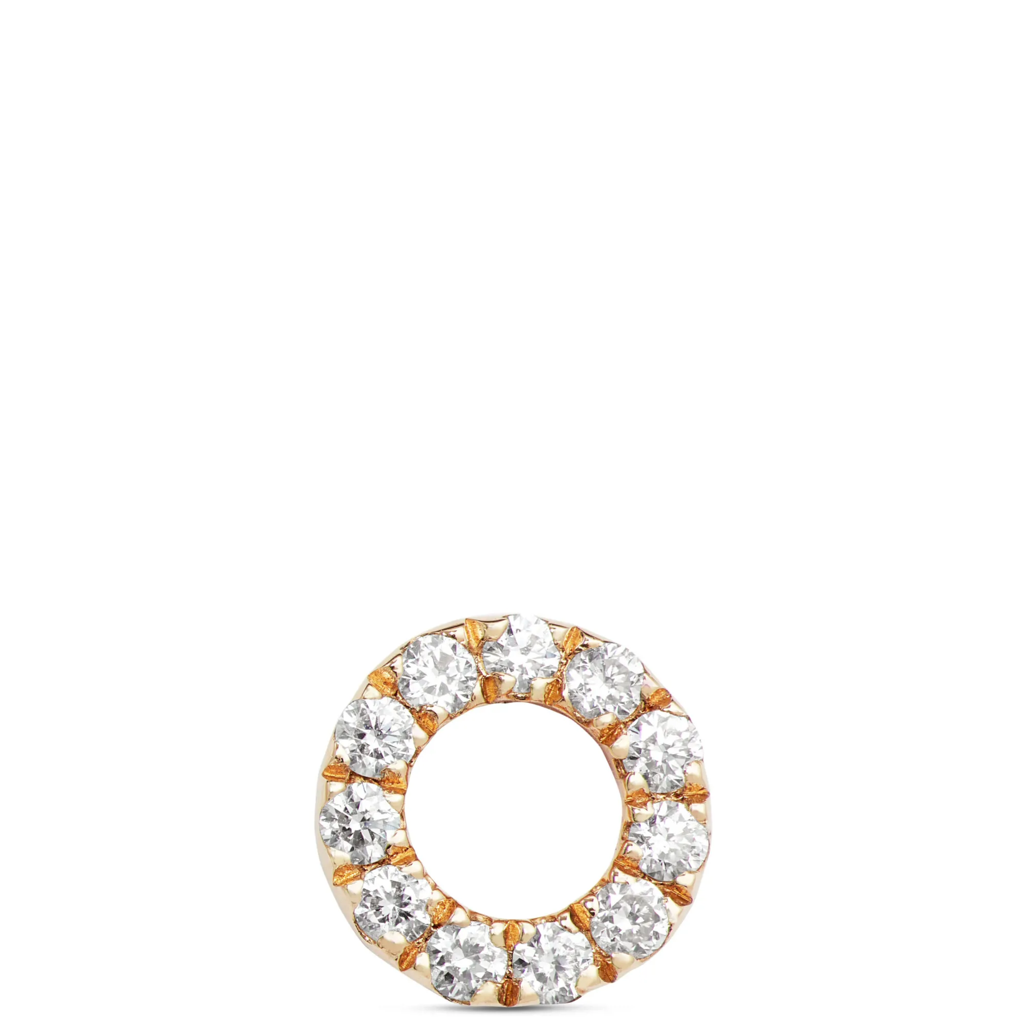 Diamond Circle Single Stud Earring, 14K Yellow Gold Outlet