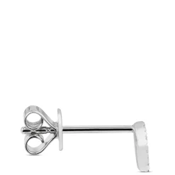Diamond Circle Single Stud Earring, 14K White Gold New