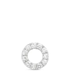 Diamond Circle Single Stud Earring, 14K White Gold New