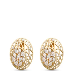 Diamond Cluster Filigree Earrings, 1 ½ Total Carat Weight, 14K Yellow Gold Outlet